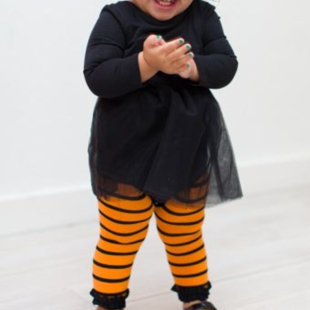Ruffle Butts Halloween Outfit - Tulle Romper & Footless Tights (18-24m)